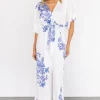 Florina Kimono Maxi Dress | White + Blue