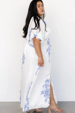 Florina Kimono Maxi Dress | White + Blue