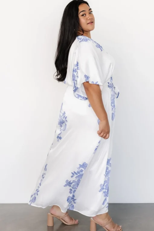 Florina Kimono Maxi Dress | White + Blue