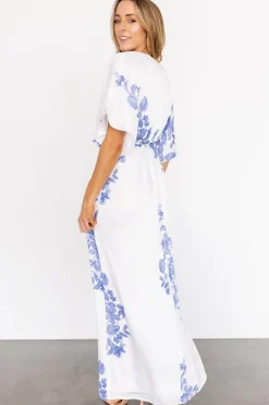 Florina Kimono Maxi Dress | White + Blue
