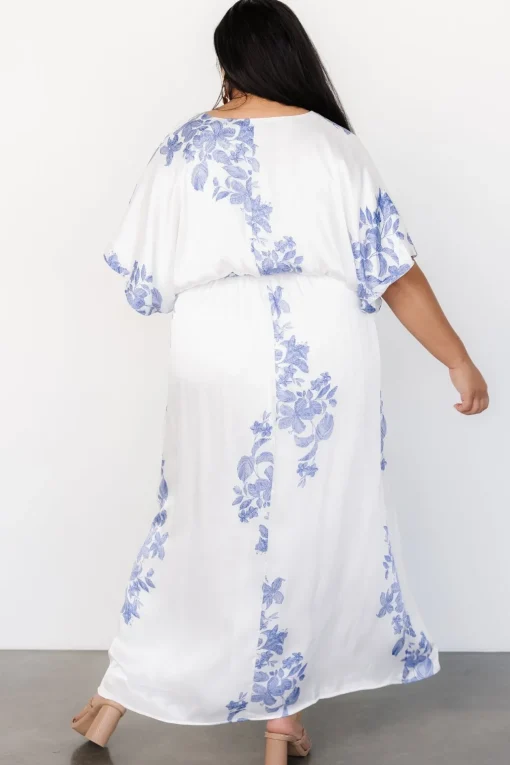 Florina Kimono Maxi Dress | White + Blue