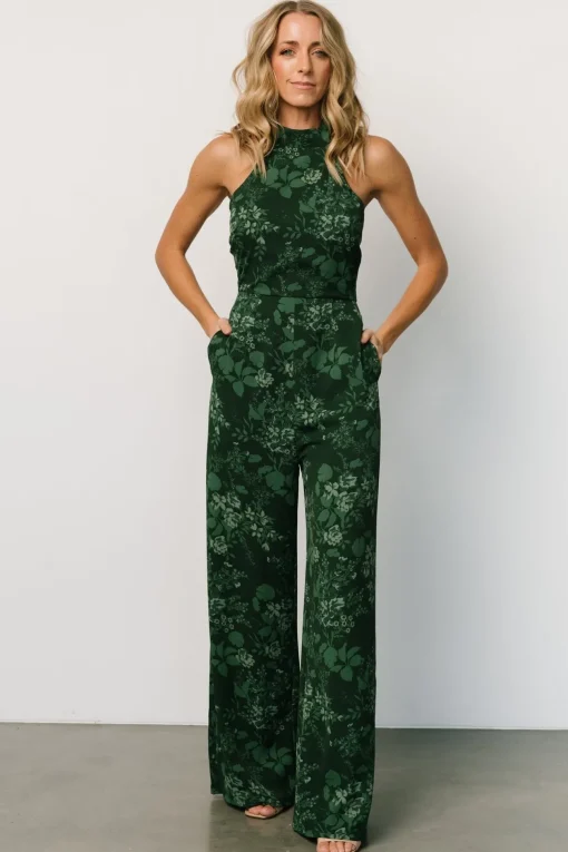 Freya Halter Jumpsuit | Emerald Floral
