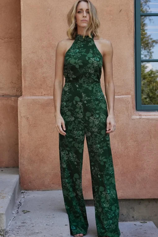 Freya Halter Jumpsuit | Emerald Floral