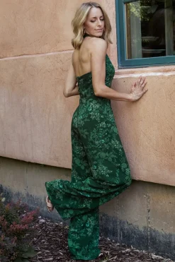 Freya Halter Jumpsuit | Emerald Floral