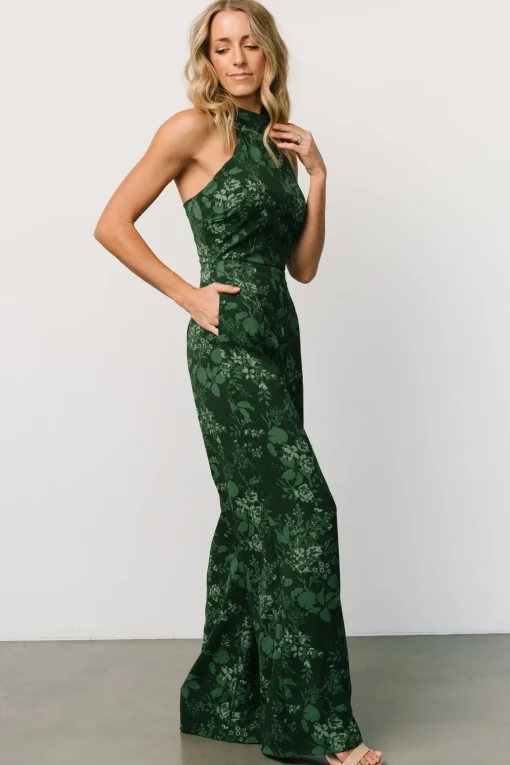 Freya Halter Jumpsuit | Emerald Floral