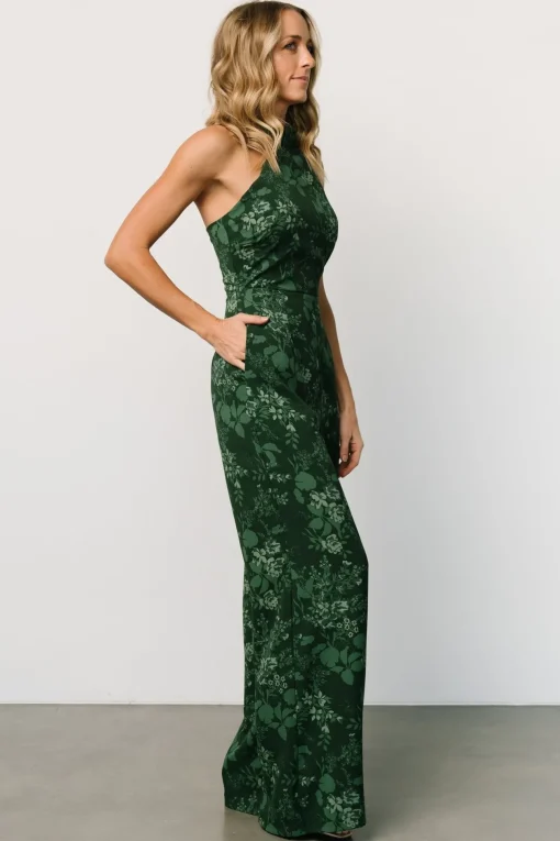 Freya Halter Jumpsuit | Emerald Floral