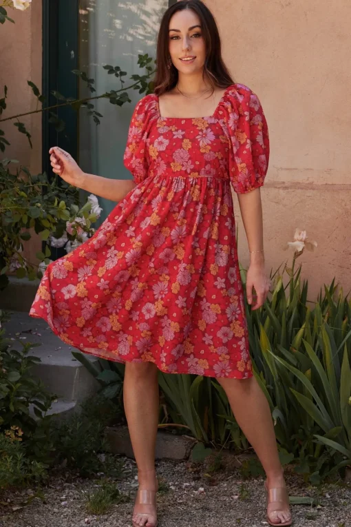 Gabbie Short Dress | Red Multi Floral
