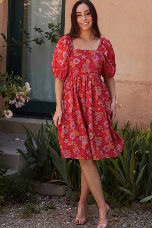 Gabbie Short Dress | Red Multi Floral