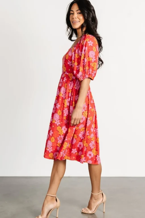 Gabbie Short Dress | Red Multi Floral
