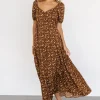 Gables Puff Sleeve Maxi Dress | Brown Multi