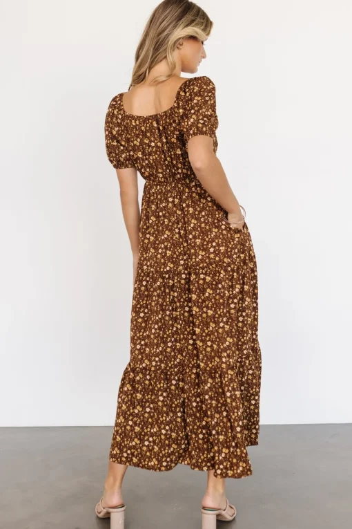 Gables Puff Sleeve Maxi Dress | Brown Multi