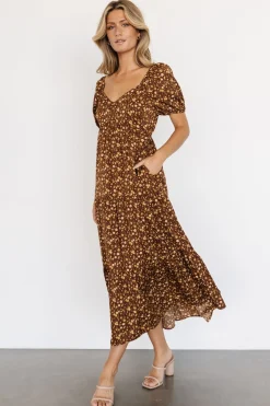 Gables Puff Sleeve Maxi Dress | Brown Multi