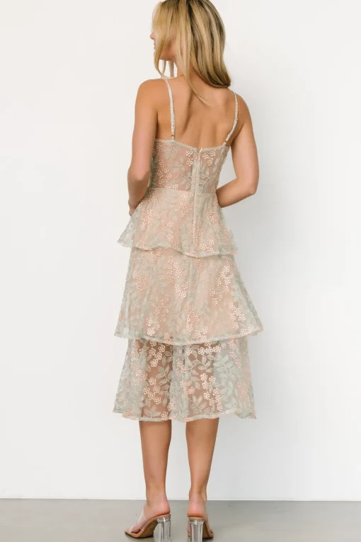 Georgiana Embroidered Midi Dress | Sage