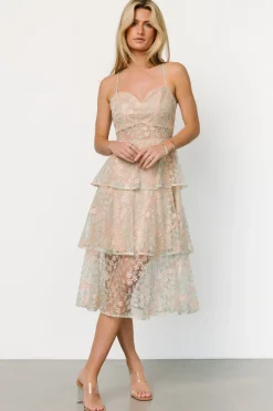 Georgiana Embroidered Midi Dress | Sage