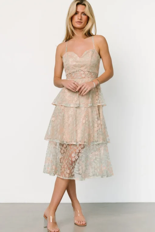 Georgiana Embroidered Midi Dress | Sage