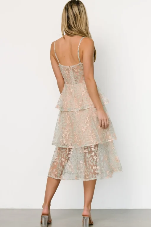 Georgiana Embroidered Midi Dress | Sage