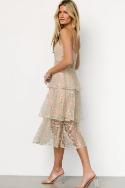 Georgiana Embroidered Midi Dress | Sage