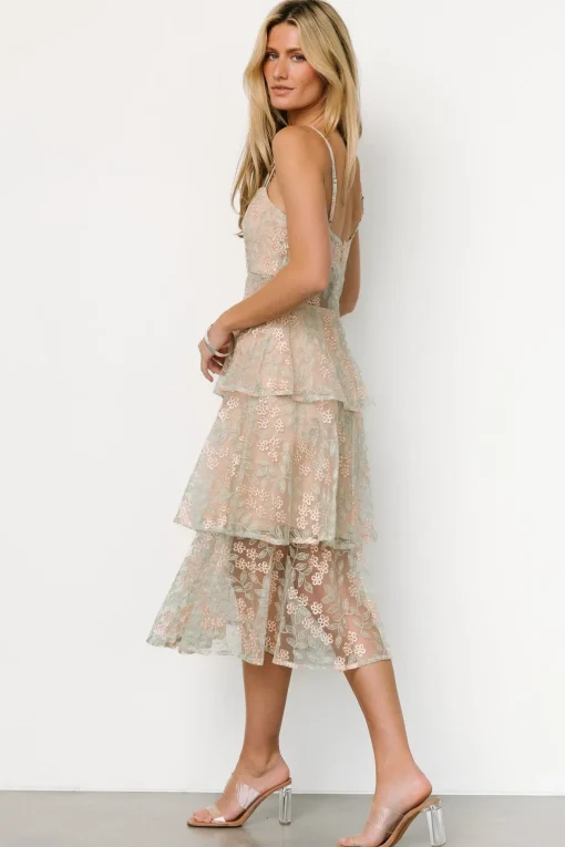Georgiana Embroidered Midi Dress | Sage