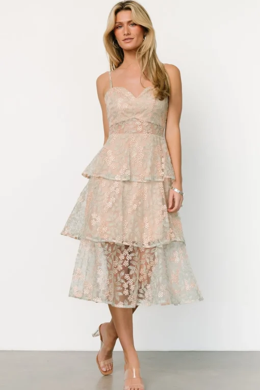 Georgiana Embroidered Midi Dress | Sage