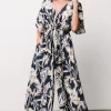 Giada Wide Leg Jumpsuit | Navy + Off White