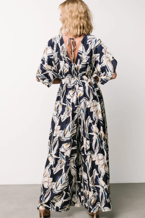 Giada Wide Leg Jumpsuit | Navy + Off White