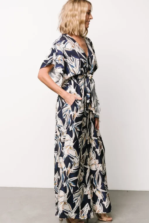 Giada Wide Leg Jumpsuit | Navy + Off White