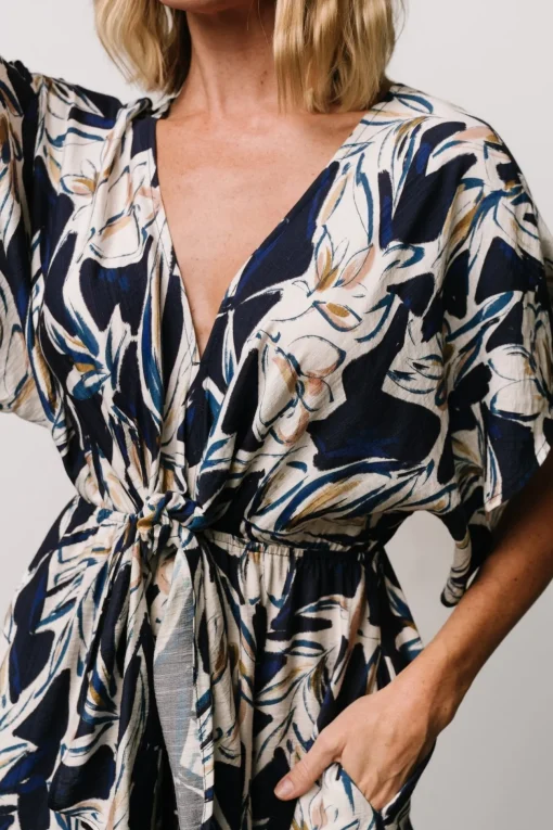 Giada Wide Leg Jumpsuit | Navy + Off White