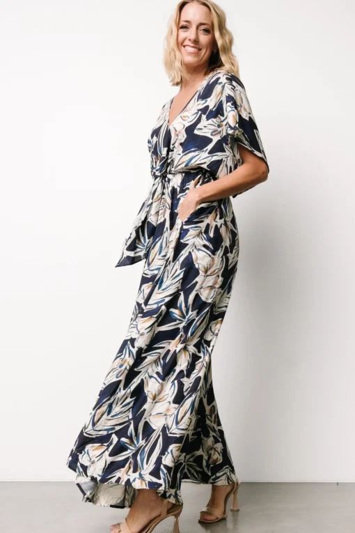Giada Wide Leg Jumpsuit | Navy + Off White