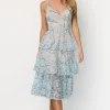 Giavanna Tiered Midi Dress | Dusty Blue