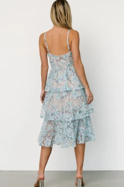 Giavanna Tiered Midi Dress | Dusty Blue
