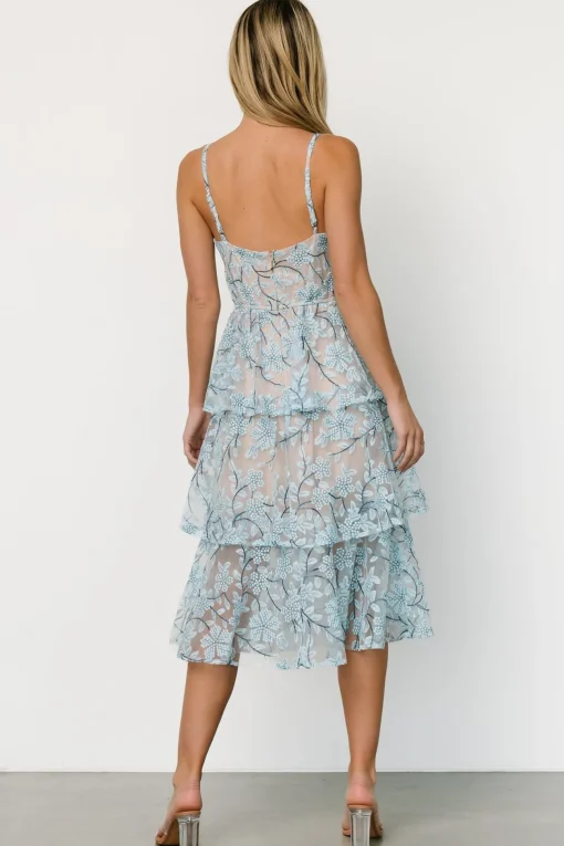 Giavanna Tiered Midi Dress | Dusty Blue