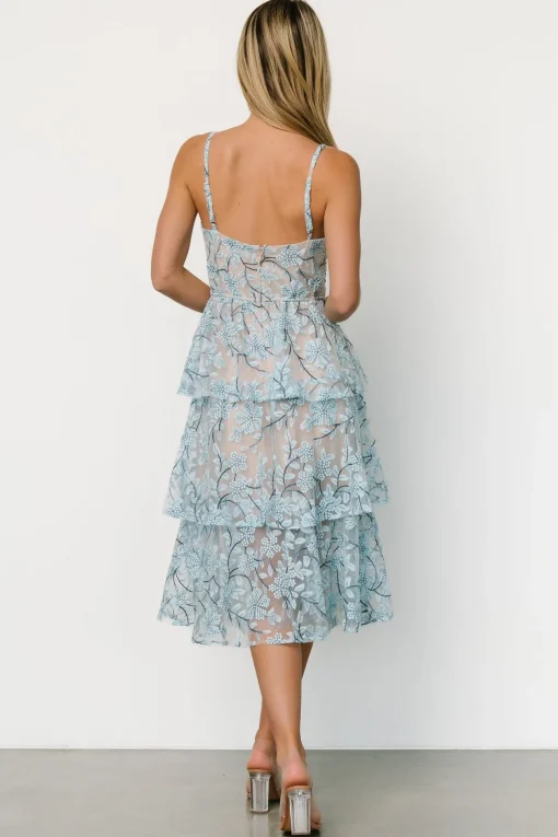 Giavanna Tiered Midi Dress | Dusty Blue