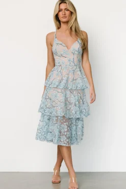 Giavanna Tiered Midi Dress | Dusty Blue