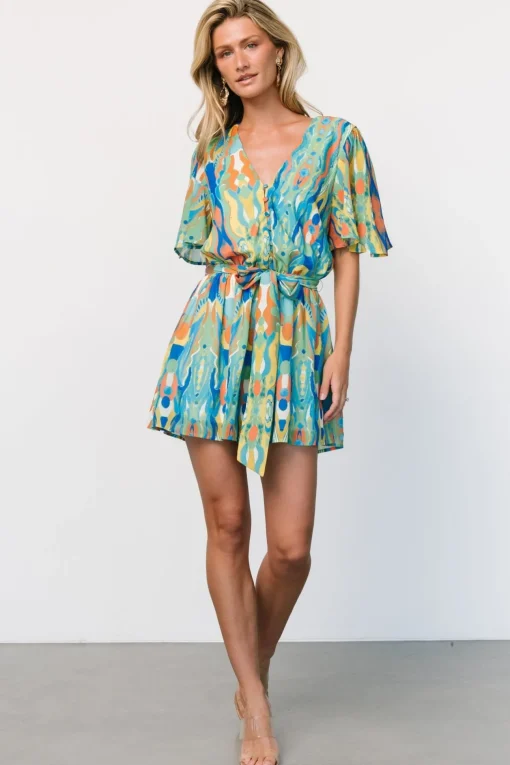 Gibson Romper | Blue + Green Multi