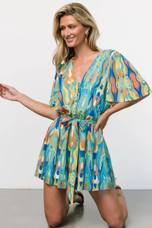 Gibson Romper | Blue + Green Multi