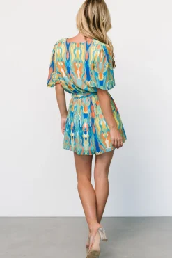Gibson Romper | Blue + Green Multi