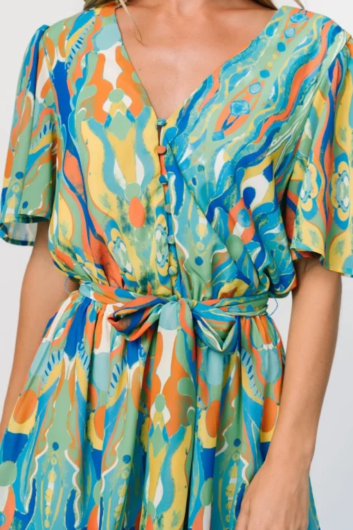 Gibson Romper | Blue + Green Multi