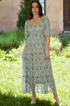 Ginny Maxi Dress | Light Green Floral