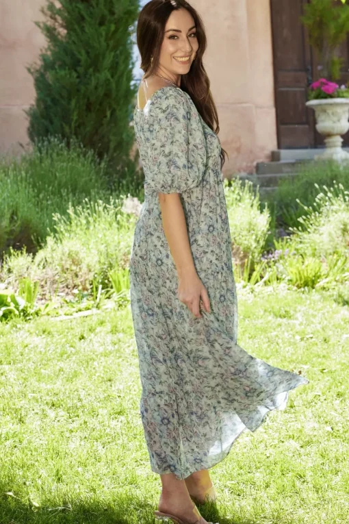 Ginny Maxi Dress | Light Green Floral