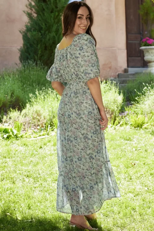 Ginny Maxi Dress | Light Green Floral