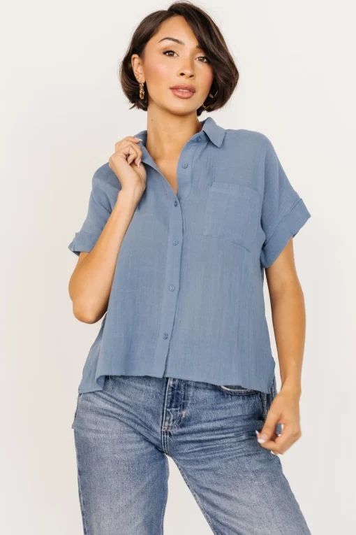 Hammond Short Sleeve Top | Slate Blue