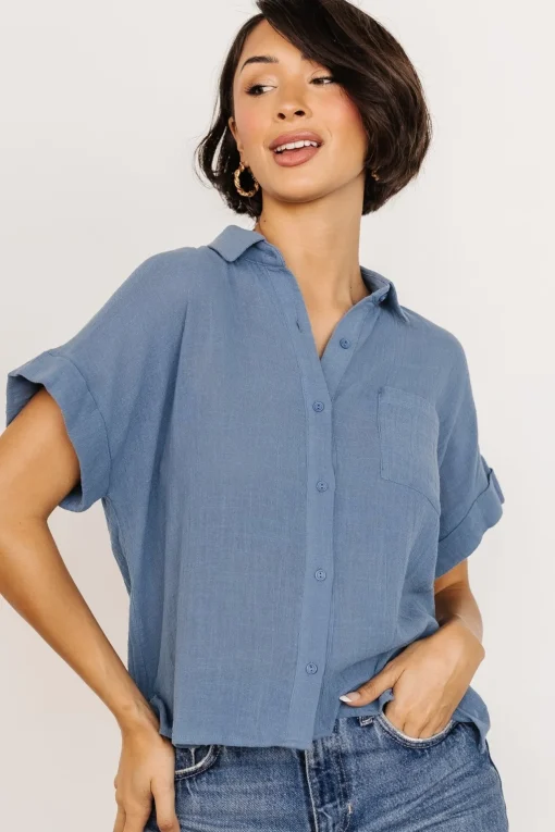 Hammond Short Sleeve Top | Slate Blue