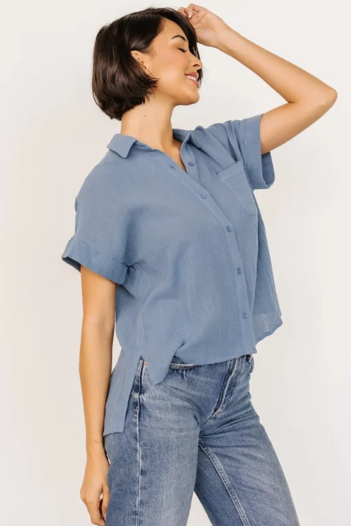 Hammond Short Sleeve Top | Slate Blue