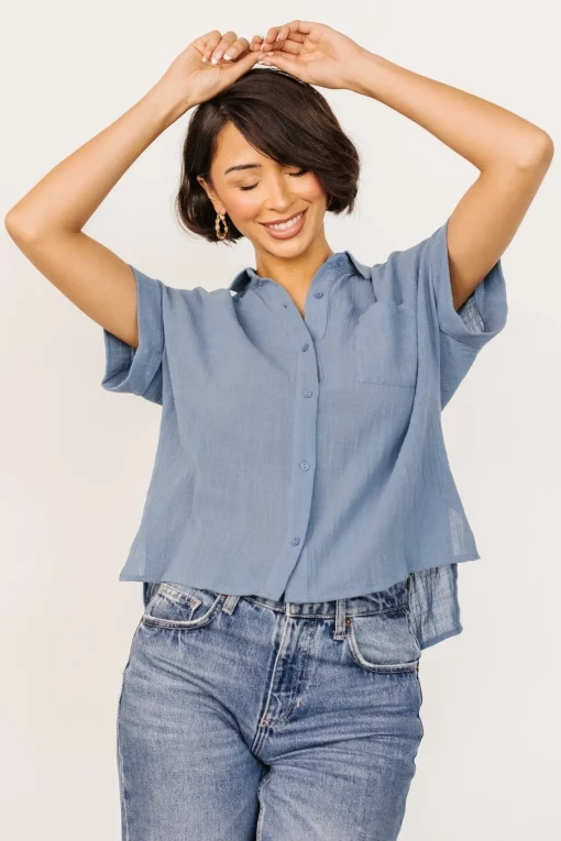 Hammond Short Sleeve Top | Slate Blue