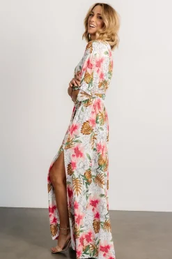 Harmonia Kimono Maxi Dress | White Multi Print