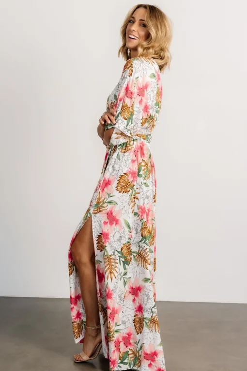 Harmonia Kimono Maxi Dress | White Multi Print