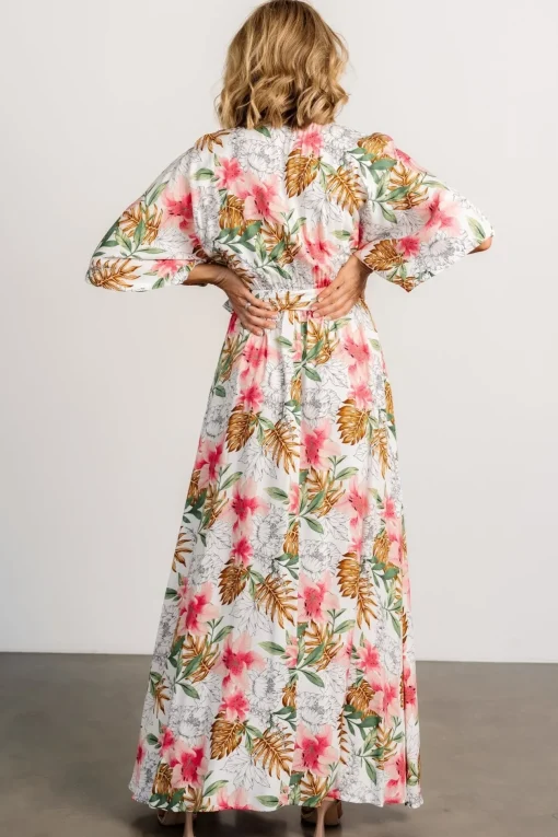 Harmonia Kimono Maxi Dress | White Multi Print