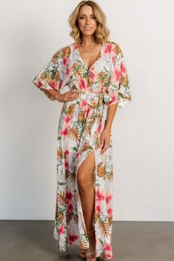 Harmonia Kimono Maxi Dress | White Multi Print
