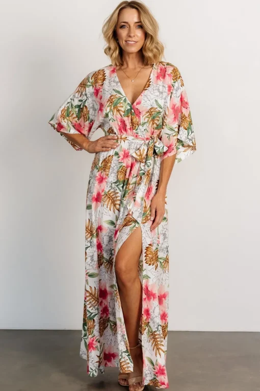Harmonia Kimono Maxi Dress | White Multi Print