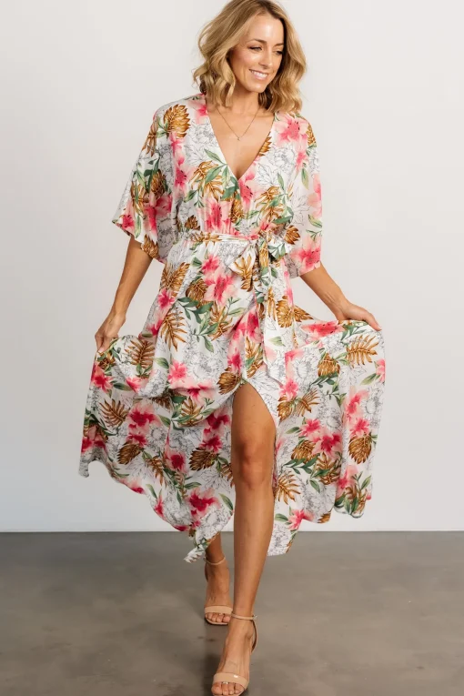 Harmonia Kimono Maxi Dress | White Multi Print